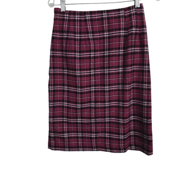J.G. Hook  Pencil Skirt Red Black Plaid Tartan Clueless Preppy Tailored Wool 4 - Picture 1 of 13